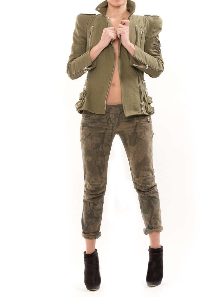 Balmain Biker Green Jacket - revogue