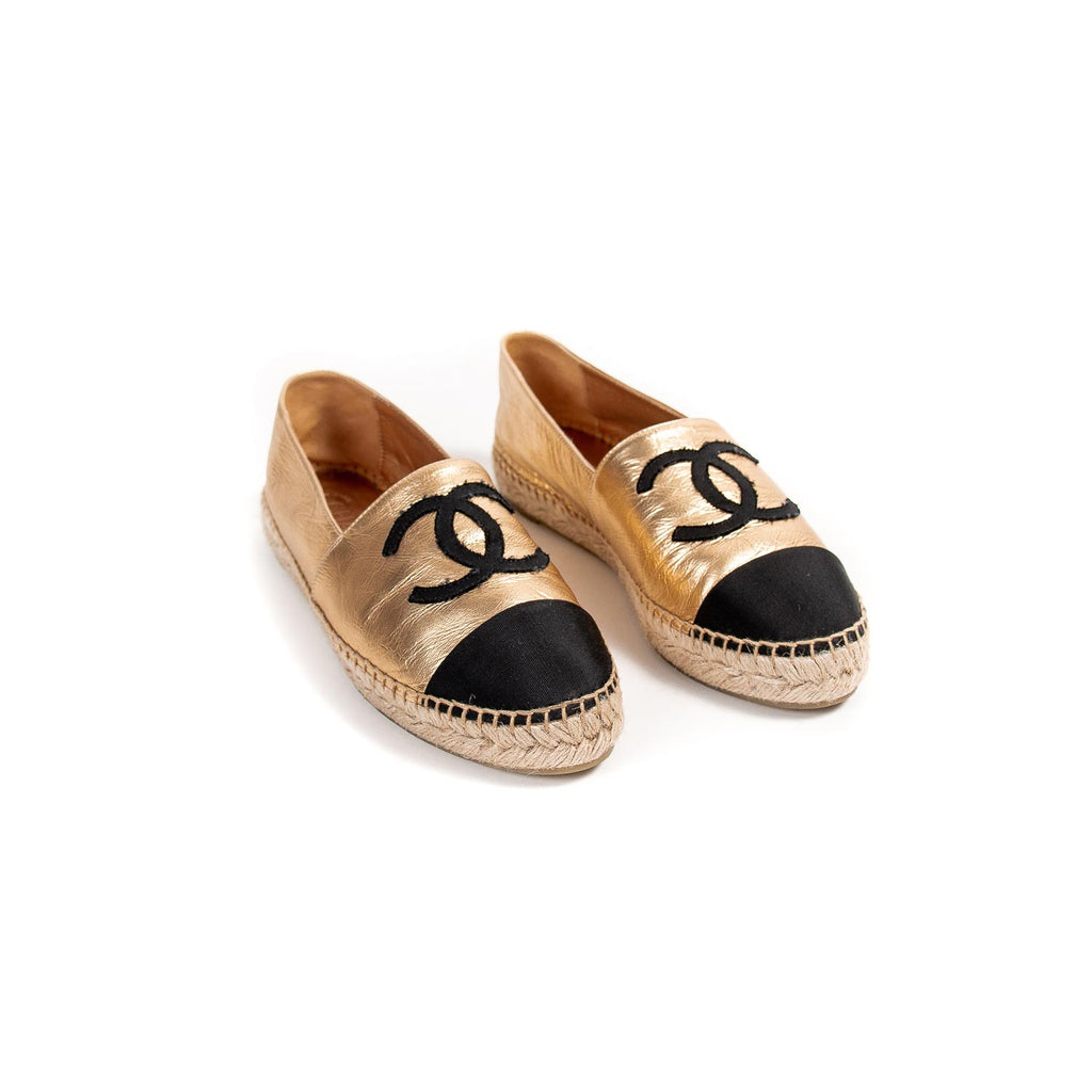 Chanel CC Leather Espadrilles Flat Shoes Chanel - Shop authentic new pre-owned designer brands online at Re-Vogue