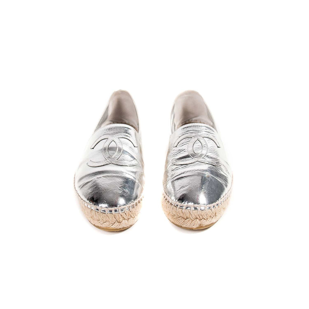 Chanel Metallic Leather CC Espadrilles Shoes Chanel - Shop authentic new pre-owned designer brands online at Re-Vogue