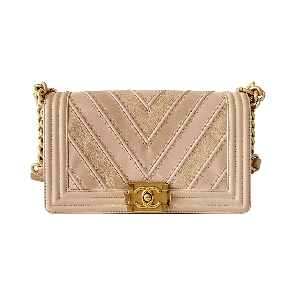 Chanel Medium Chevron Leather Boy Bag