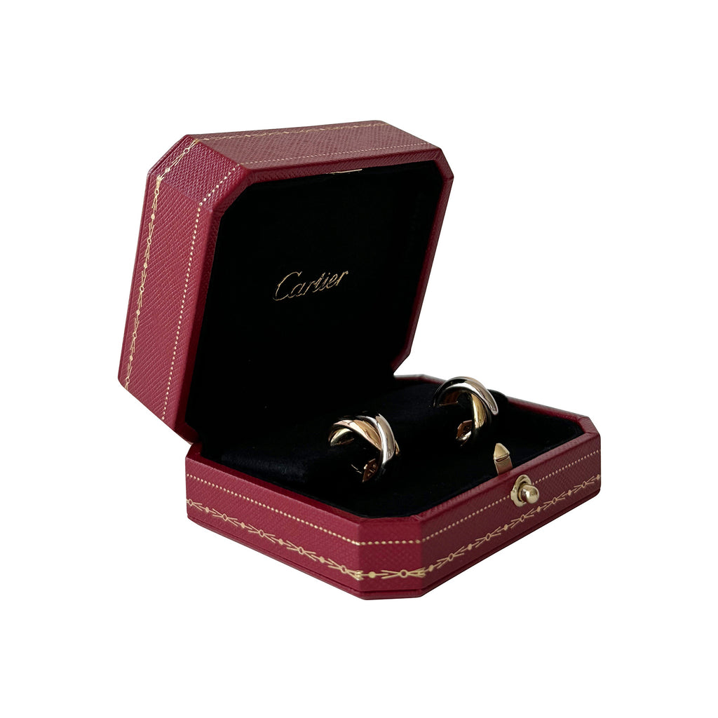 Cartier White Yellow Rose Gold Trinity Earrings