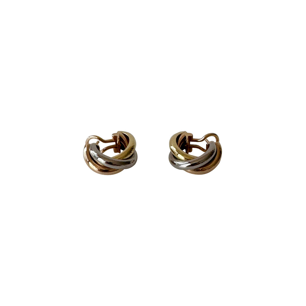 Cartier White Yellow Rose Gold Trinity Earrings