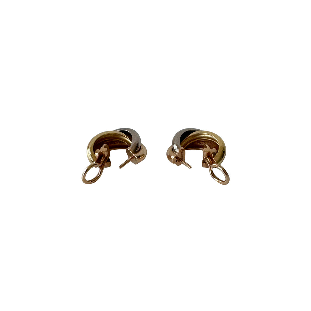 Cartier White Yellow Rose Gold Trinity Earrings