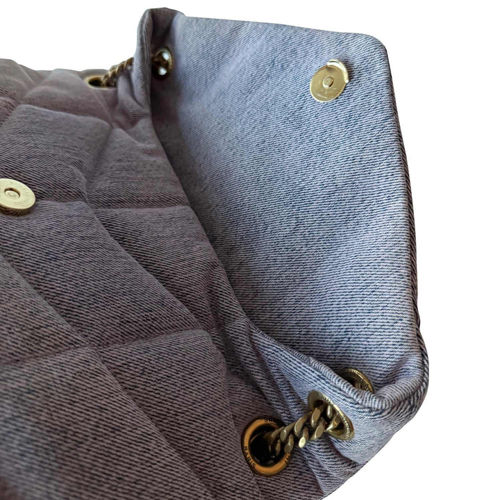 Saint Laurent LouLou Puffer Small Denim Shoulder Bag