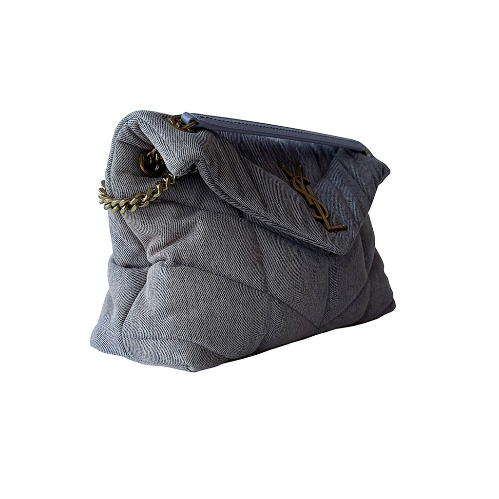 Saint Laurent LouLou Puffer Small Denim Shoulder Bag