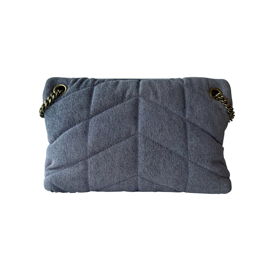 Saint Laurent LouLou Puffer Small Denim Shoulder Bag