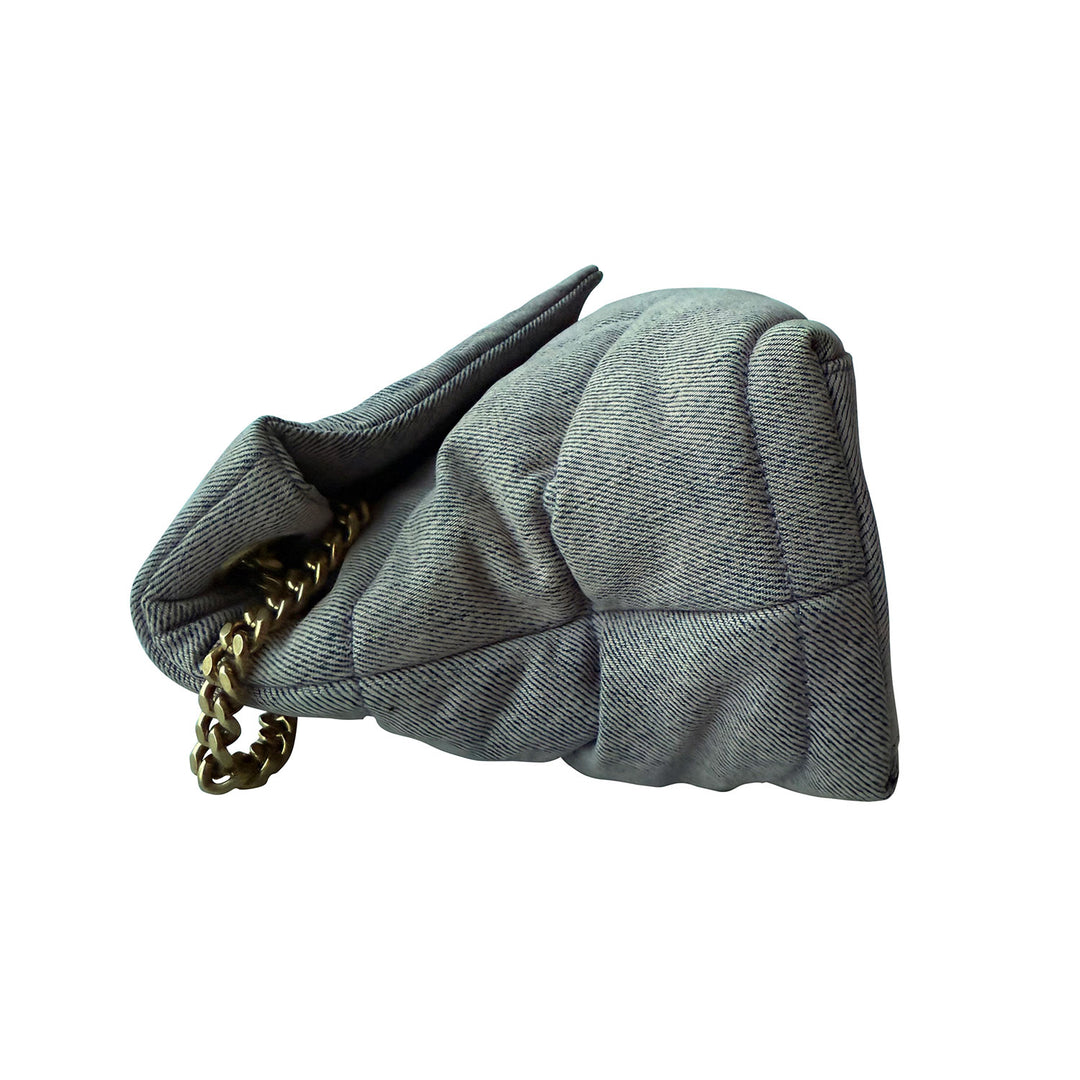 Saint Laurent LouLou Puffer Small Denim Shoulder Bag