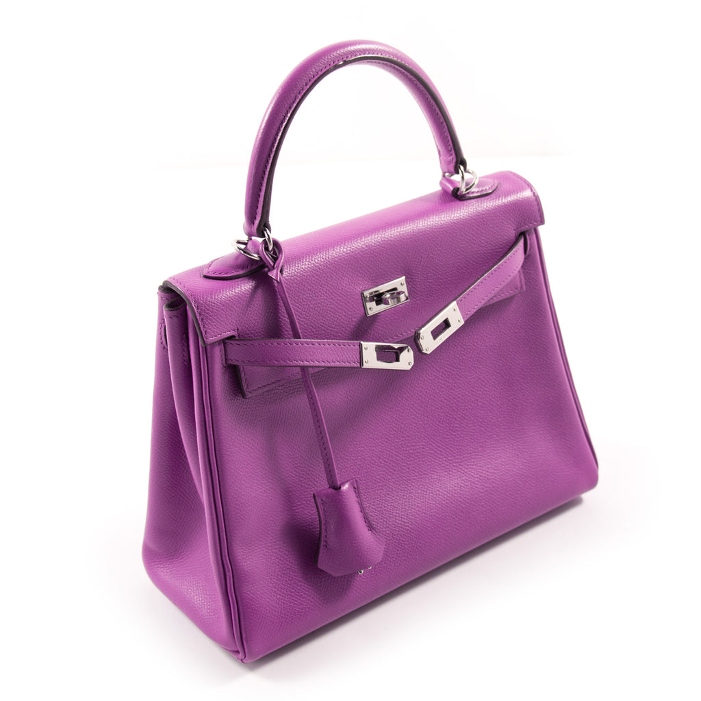 Hermès Kelly 25 Retourne Violet Courchevel Bags Hermès - Shop authentic new pre-owned designer brands online at Re-Vogue