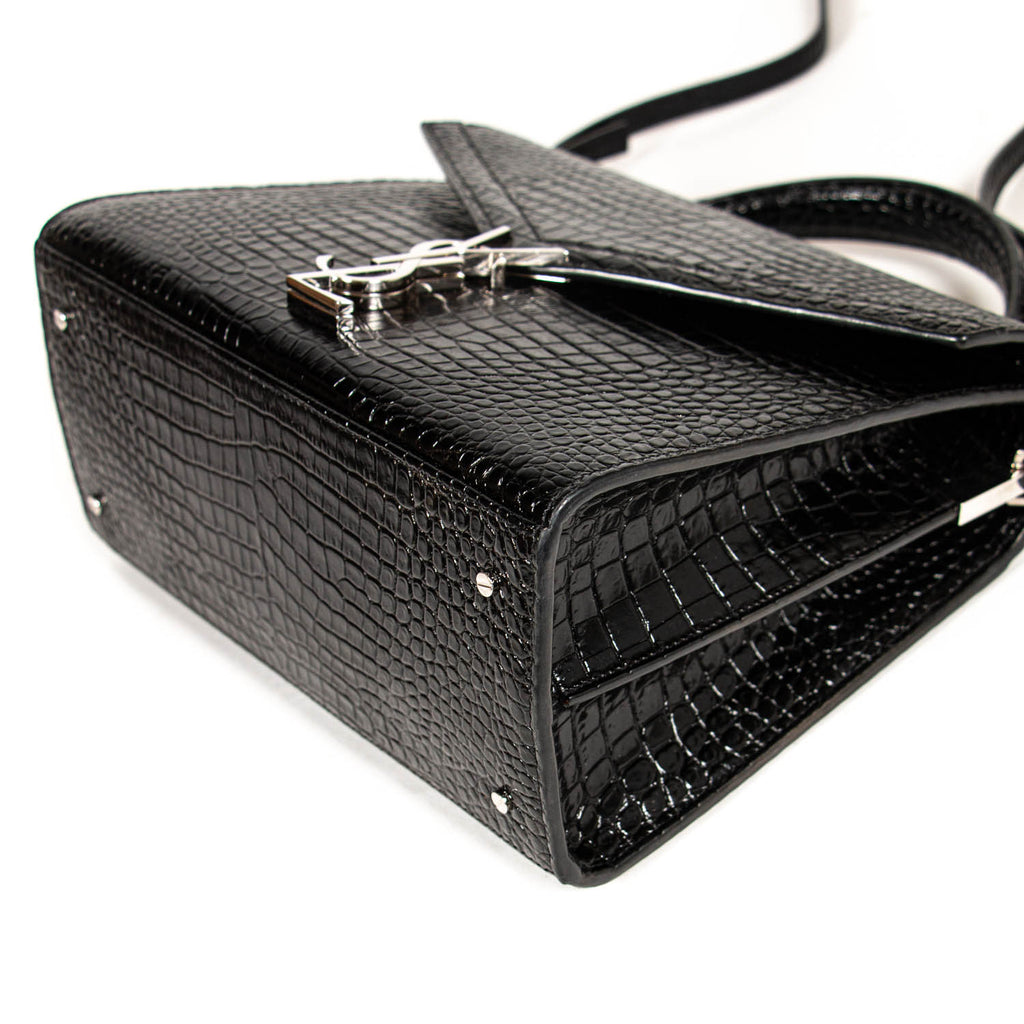 Saint Laurent Cassandra Medium Crocodile Embossed Leather