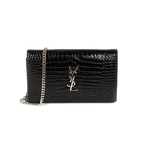 Saint Laurent Sunset Medium Crocodile Embossed Leather