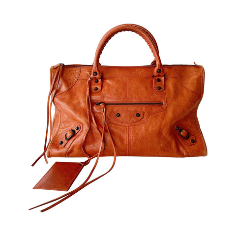 Balenciaga Leather and Canvas Shoulder Bag