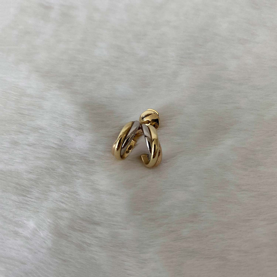Cartier White Yellow Rose Gold Trinity Earrings