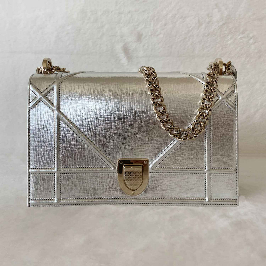 Christian Dior Metallic Diorama Medium Shoulder Bag