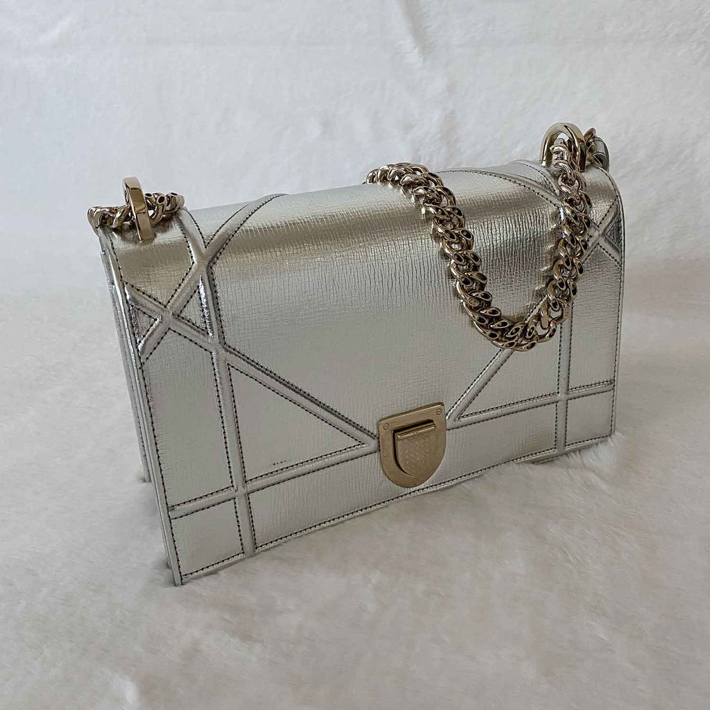 Christian Dior Metallic Diorama Medium Shoulder Bag