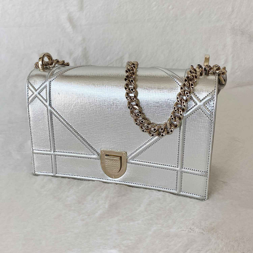 Christian Dior Metallic Diorama Medium Shoulder Bag