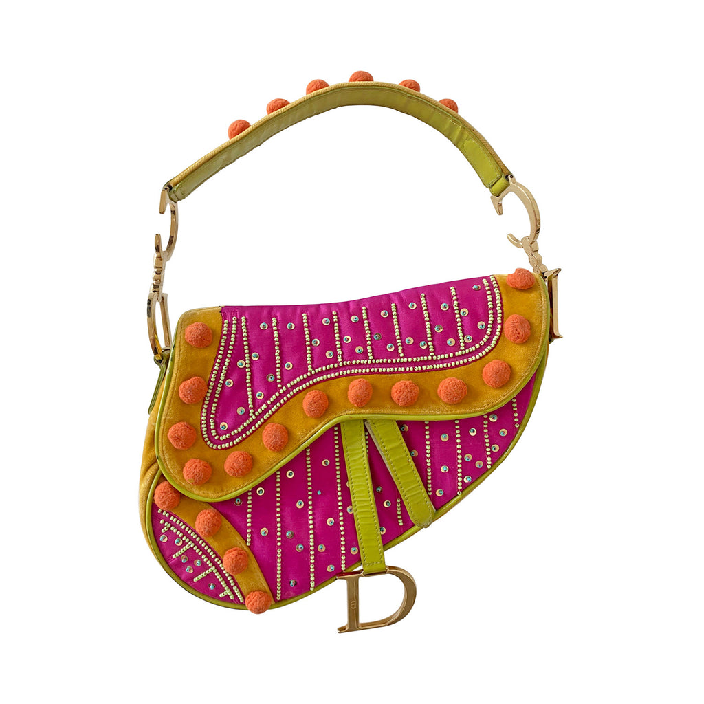 Christian Dior Vintage Embroidered Saddle Bag