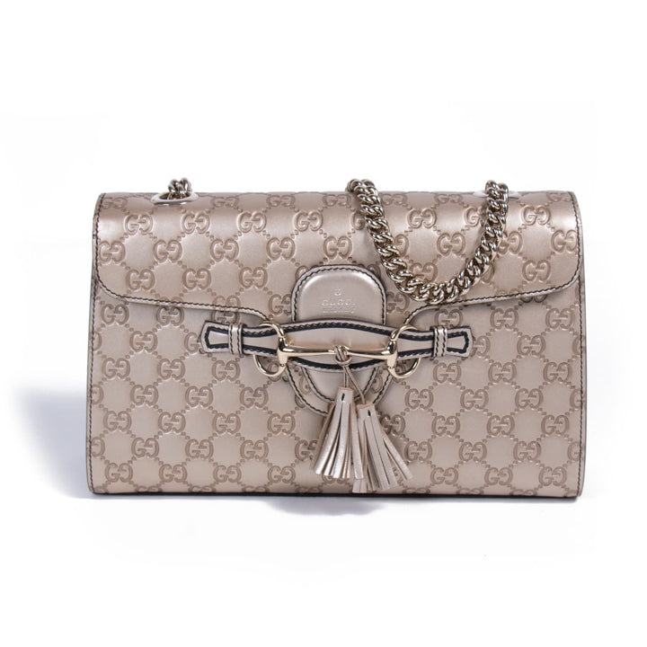Gucci Emily Medium Metallic Shoulder Bag Bags Gucci - Shop authentic new pre-owned designer brands online at Re-Vogue