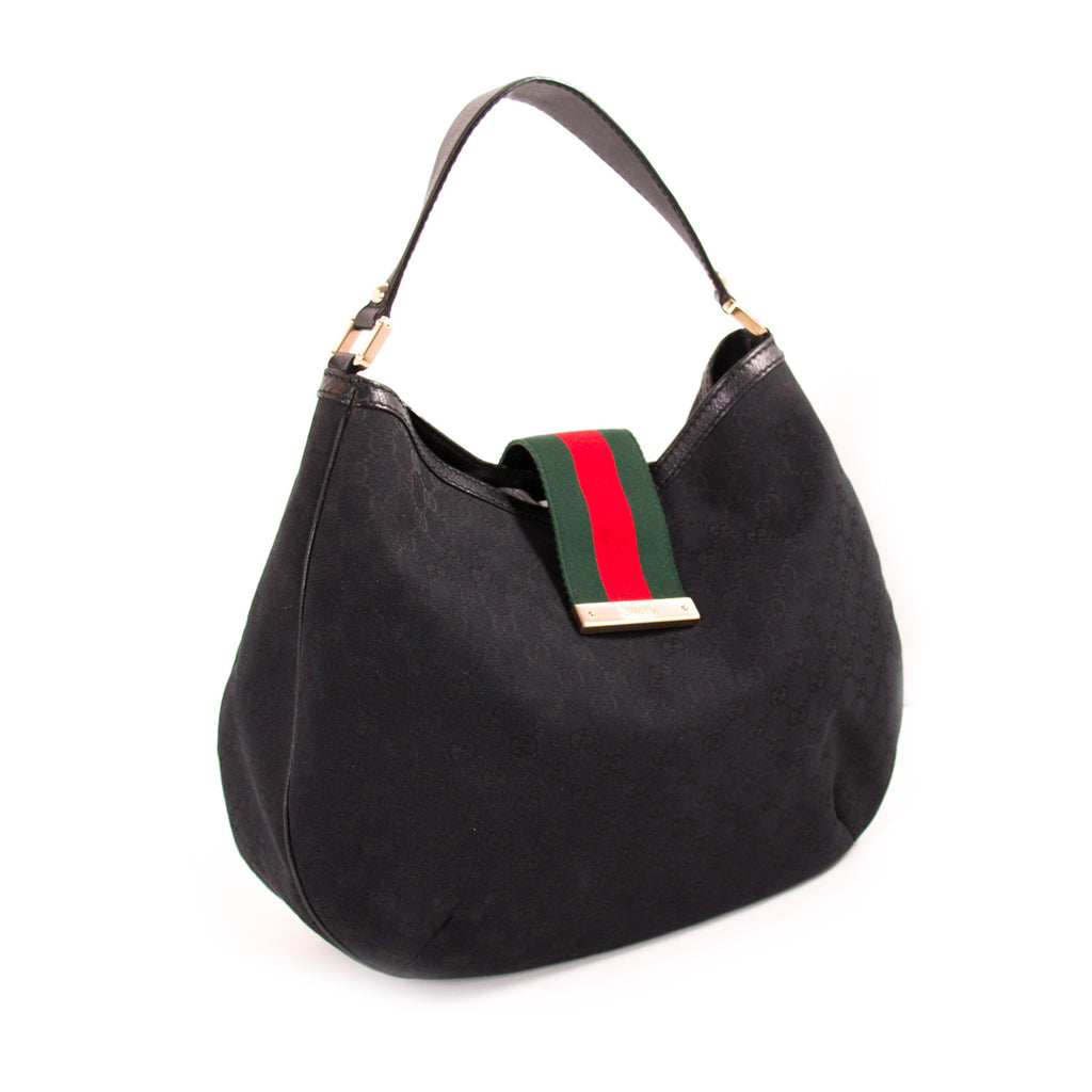 Gucci GG Black Canvas Hobo Bag Bags Gucci - Shop authentic new pre-owned designer brands online at Re-Vogue