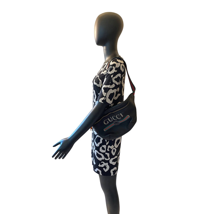 Gucci Logo Print Leather Belt Bag