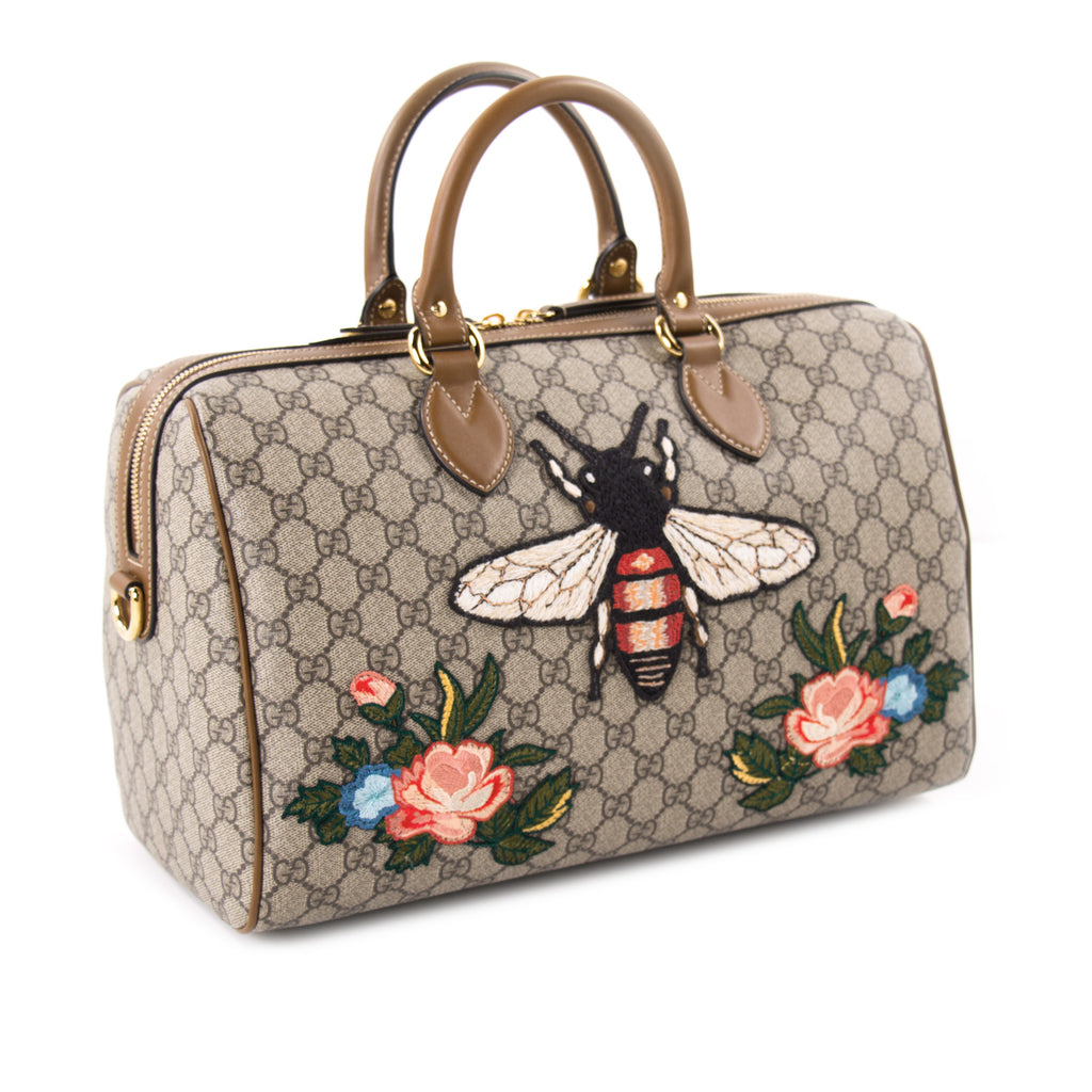 Gucci GG Supreme Embroidered Boston Bag Bags Gucci - Shop authentic new pre-owned designer brands online at Re-Vogue