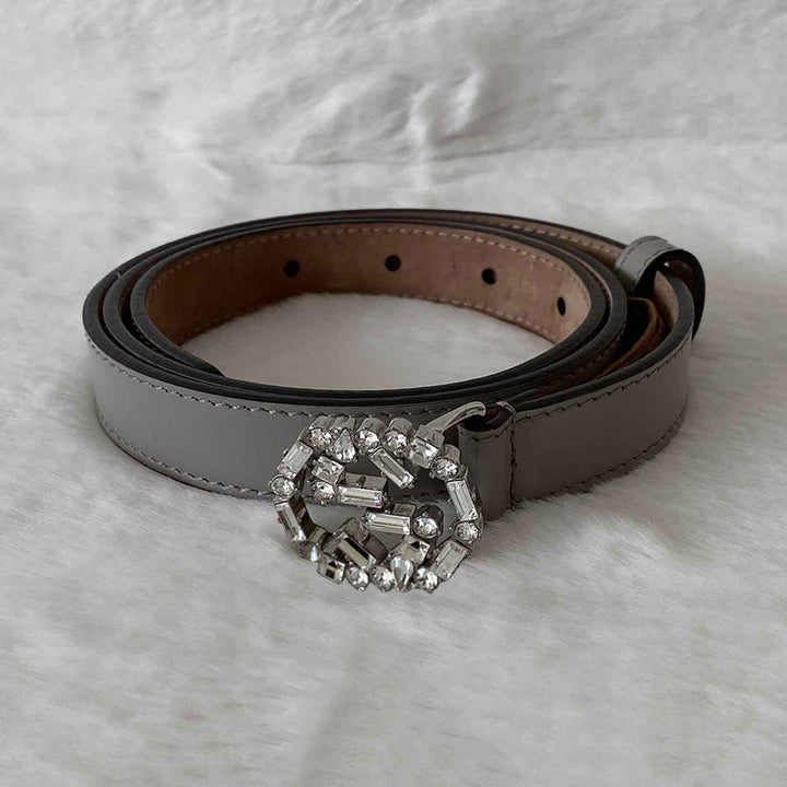 Gucci Interlocking G Logo Crystal Belt