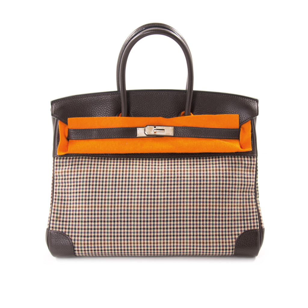 Hermès Birkin 35 Clemence Leather and Houndstooth Canvas Bags Hermès - Shop authentic new pre-owned designer brands online at Re-Vogue