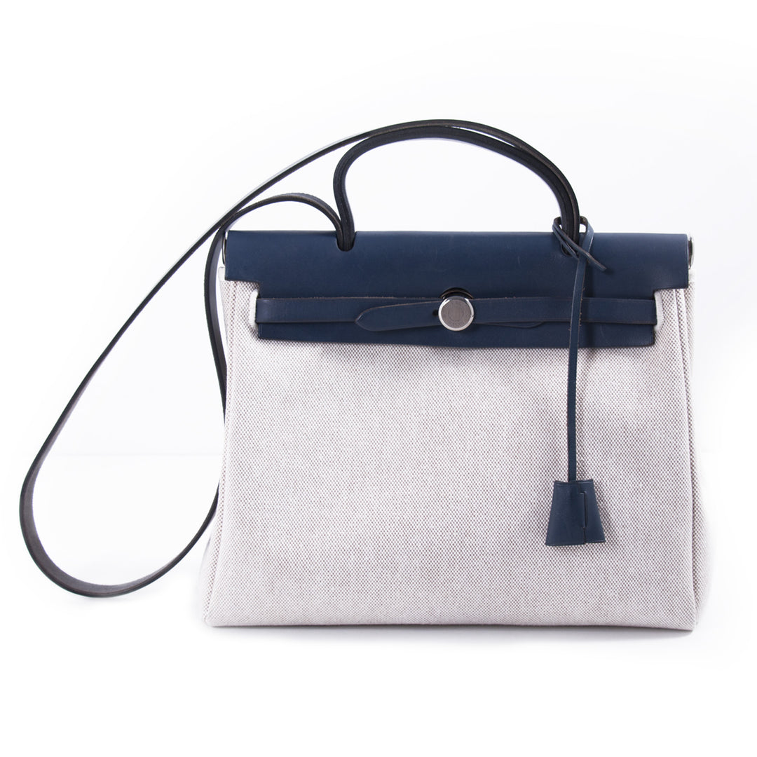 Hermès Herbag PM Toile Beige Navy Blue Bags Hermès - Shop authentic new pre-owned designer brands online at Re-Vogue