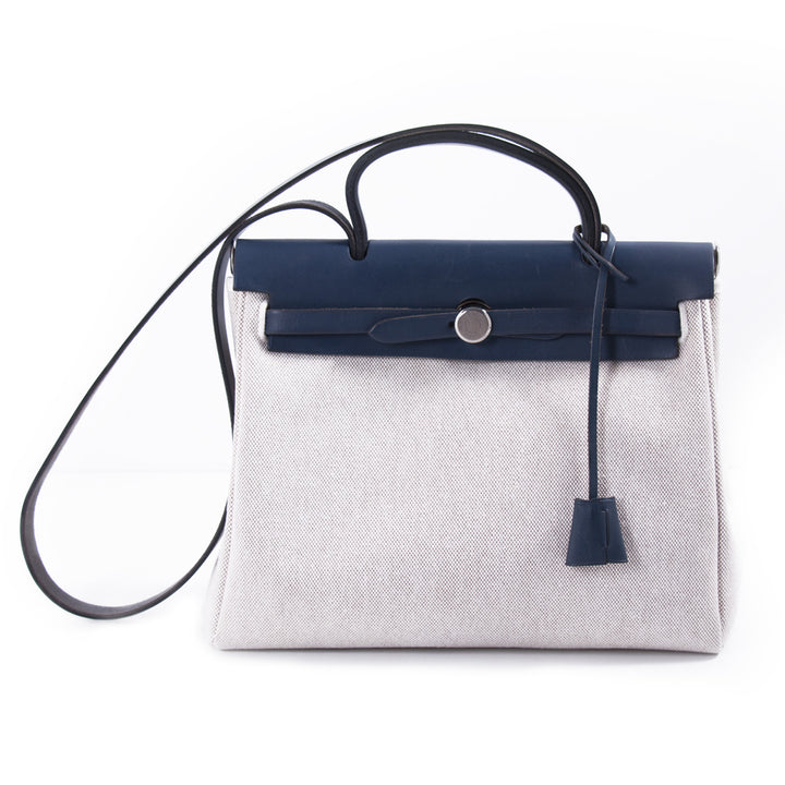 Hermès Herbag PM Toile Beige Navy Blue Bags Hermès - Shop authentic new pre-owned designer brands online at Re-Vogue