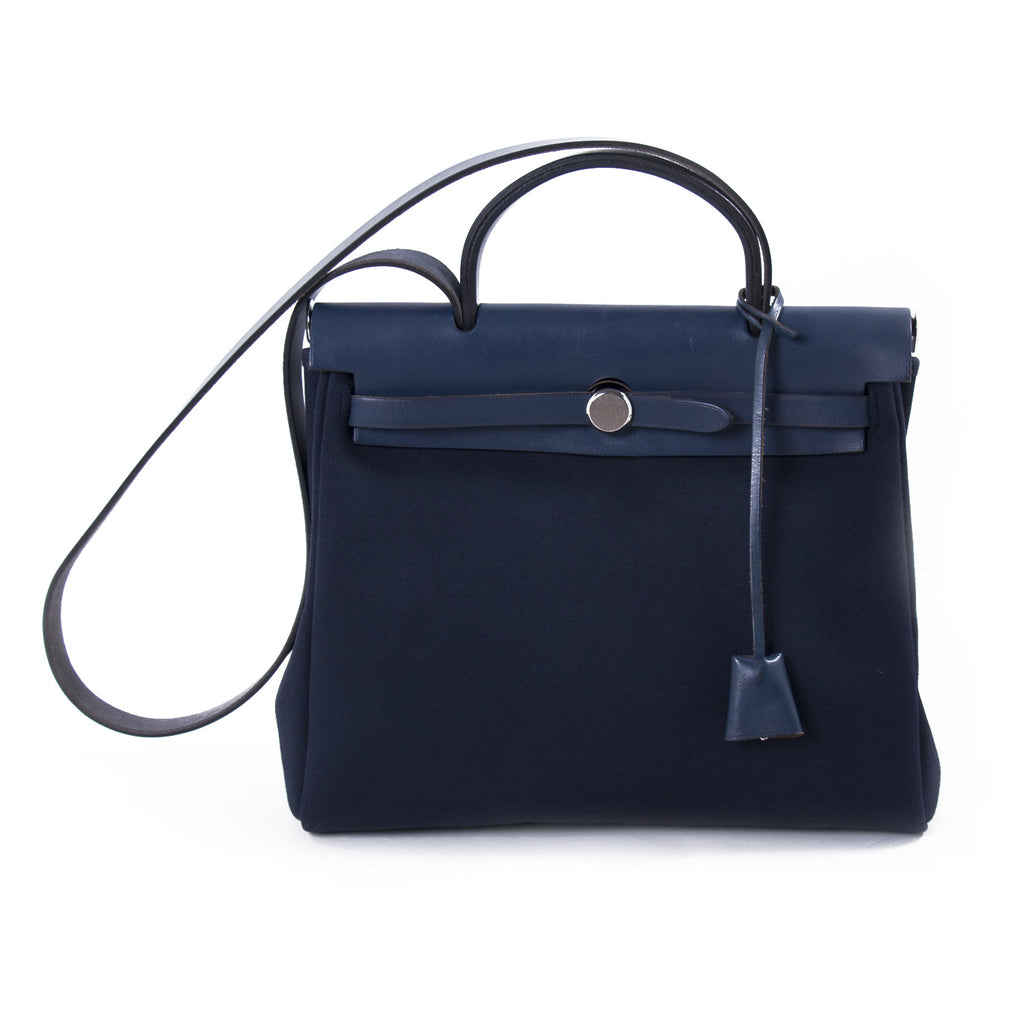 Hermès Herbag PM Toile Beige Navy Blue Bags Hermès - Shop authentic new pre-owned designer brands online at Re-Vogue