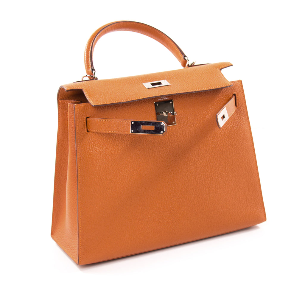 Hermès Kelly 28 Sellier Orange Chevre Mysore Bags Hermès - Shop authentic new pre-owned designer brands online at Re-Vogue