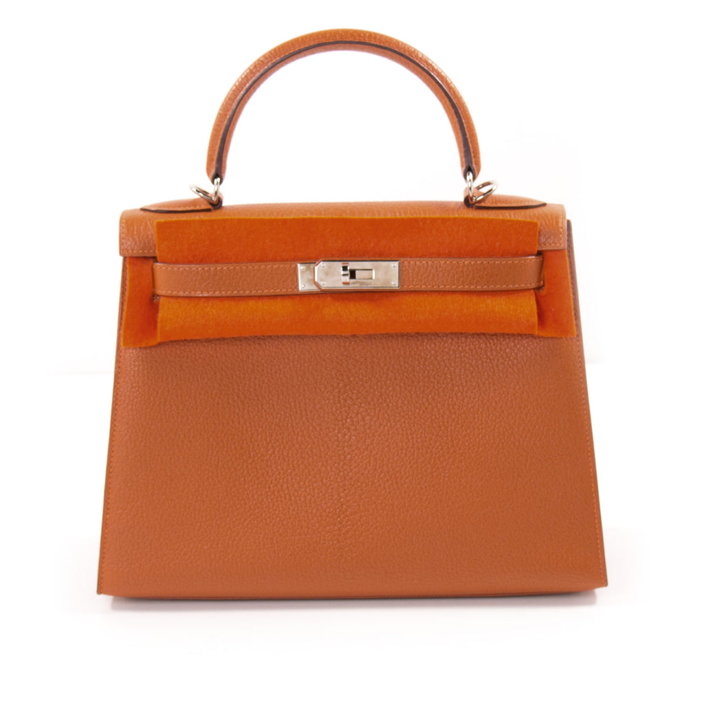 Hermès Kelly 28 Sellier Orange Chevre Mysore Bags Hermès - Shop authentic new pre-owned designer brands online at Re-Vogue