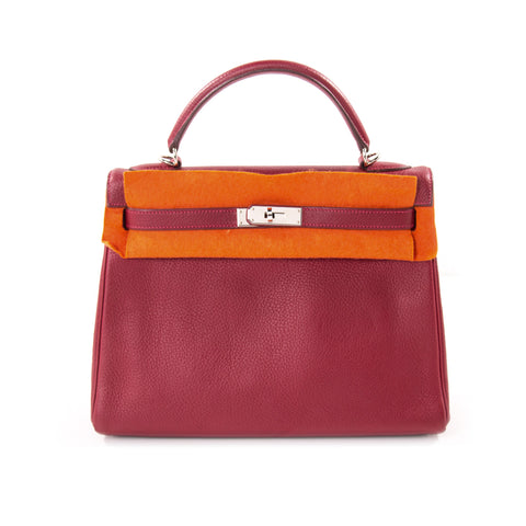 Hermès Kelly 25 Retourne Rouge Grenat Swift