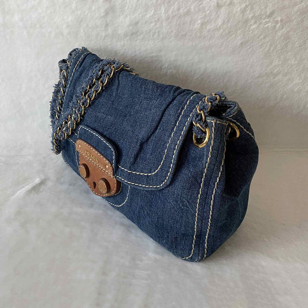 Prada Denim Chain Shoulder Bag