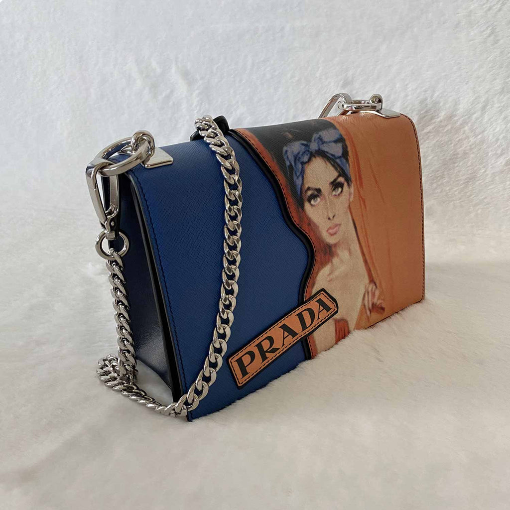 Prada Saffiano Print Frame Shoulder Bag