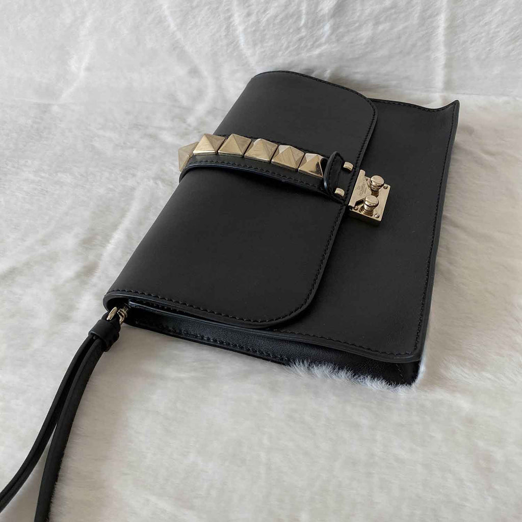 Valentino Rockstud Leather Flap Clutch